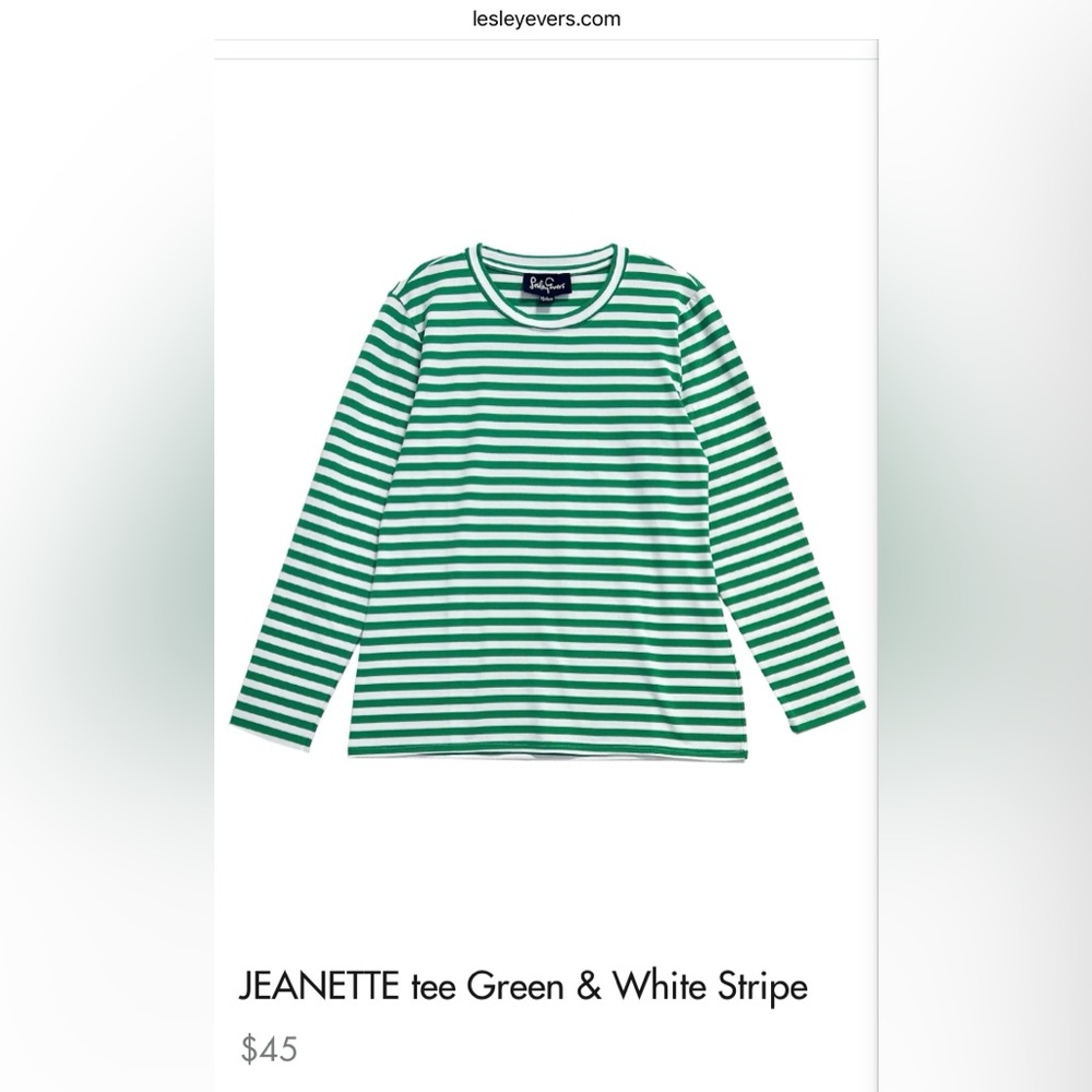 NWOT Lesley Evers Jeanette Green & White Stripe Tee - 2X